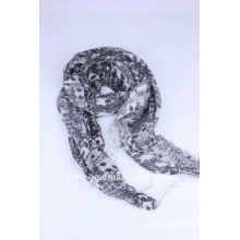 wool/silk blend printed scarf